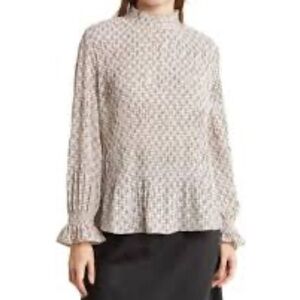 Adrianna Papell Mock Neck Long Sleeve Lightweight Blouse